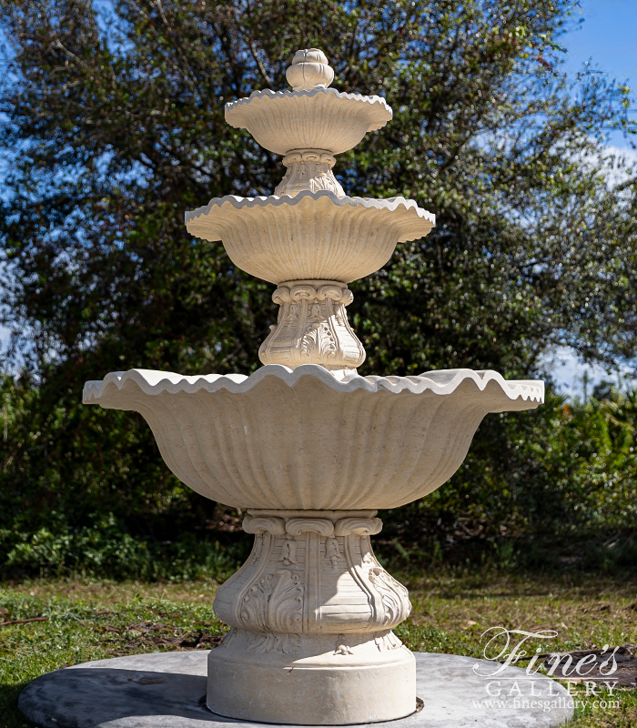 Marble Fountains  - Refined Light Cream Marble Fountain - MF-1607